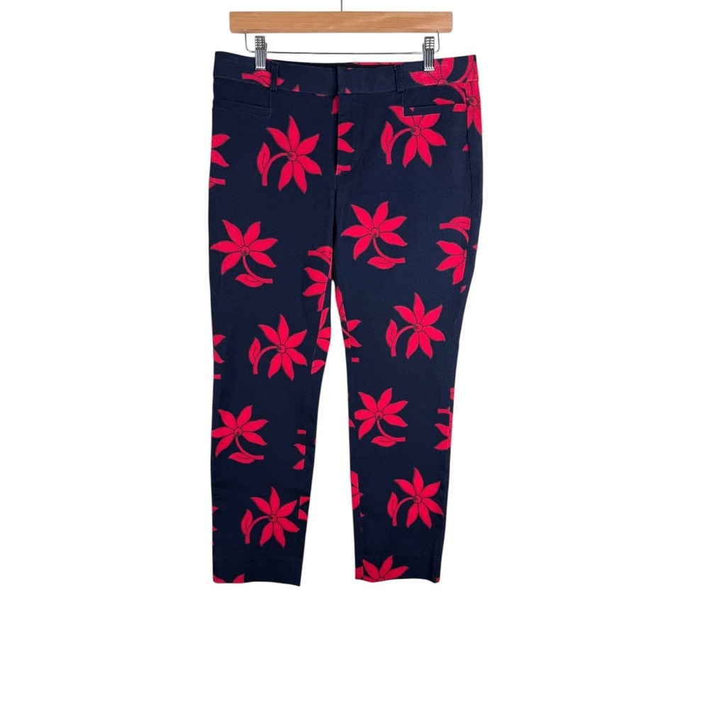 New Banana Republic Sloan Skinny Ankle Floral Print Pants size 8 Blue/Red